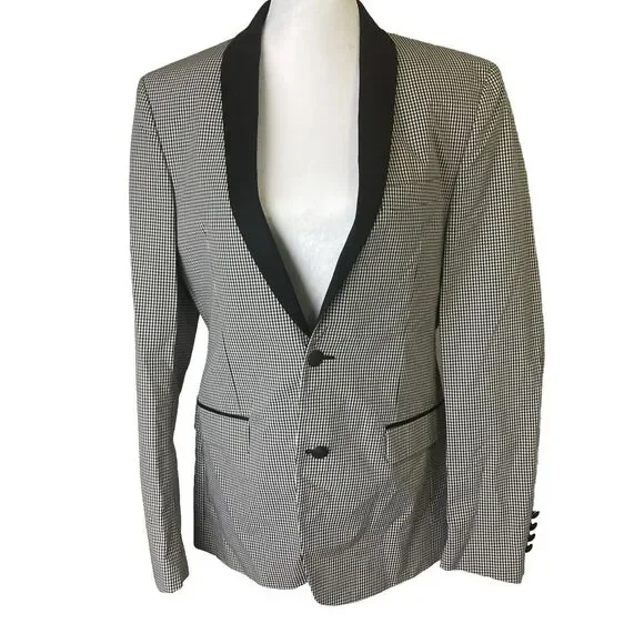 Zara Man US Size 38 Gingham Check Tailored Fit Men's Blazer Jacket